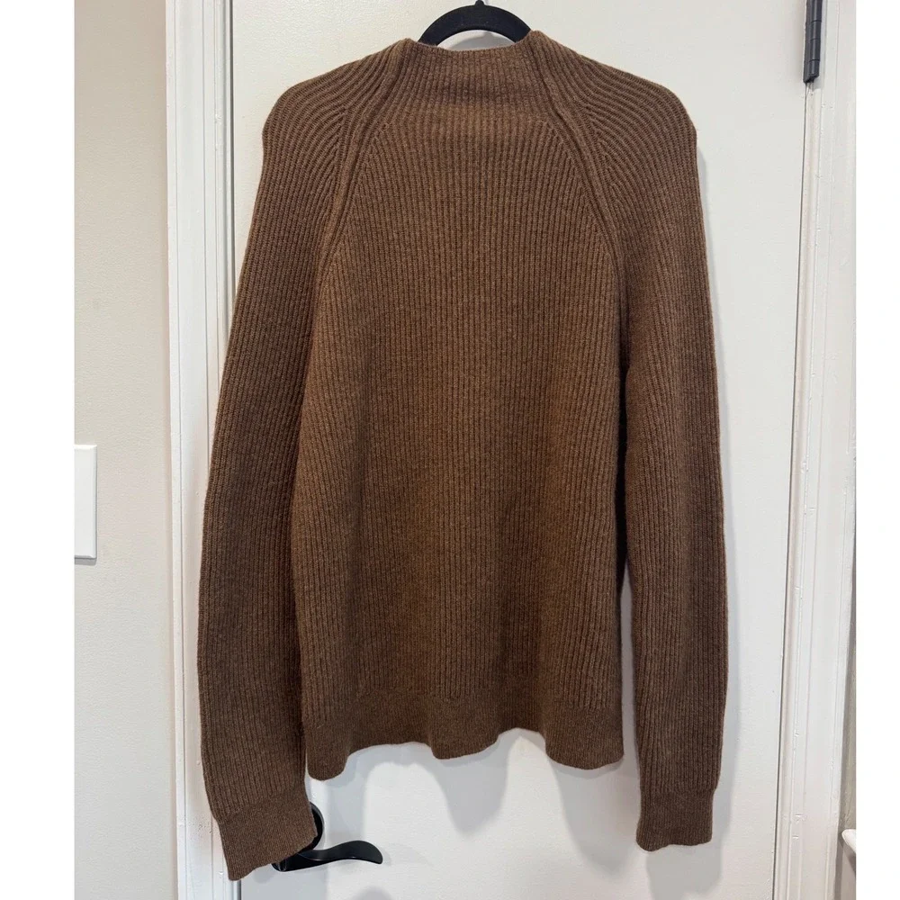 Banana Republic Mens Brown Recycled Italian Wool Ribbed Mock Neck Sweater Size M
